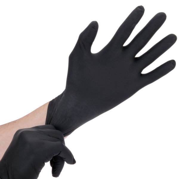 Nitrile-free Disposable Black Gloves Medium (unpowdered)