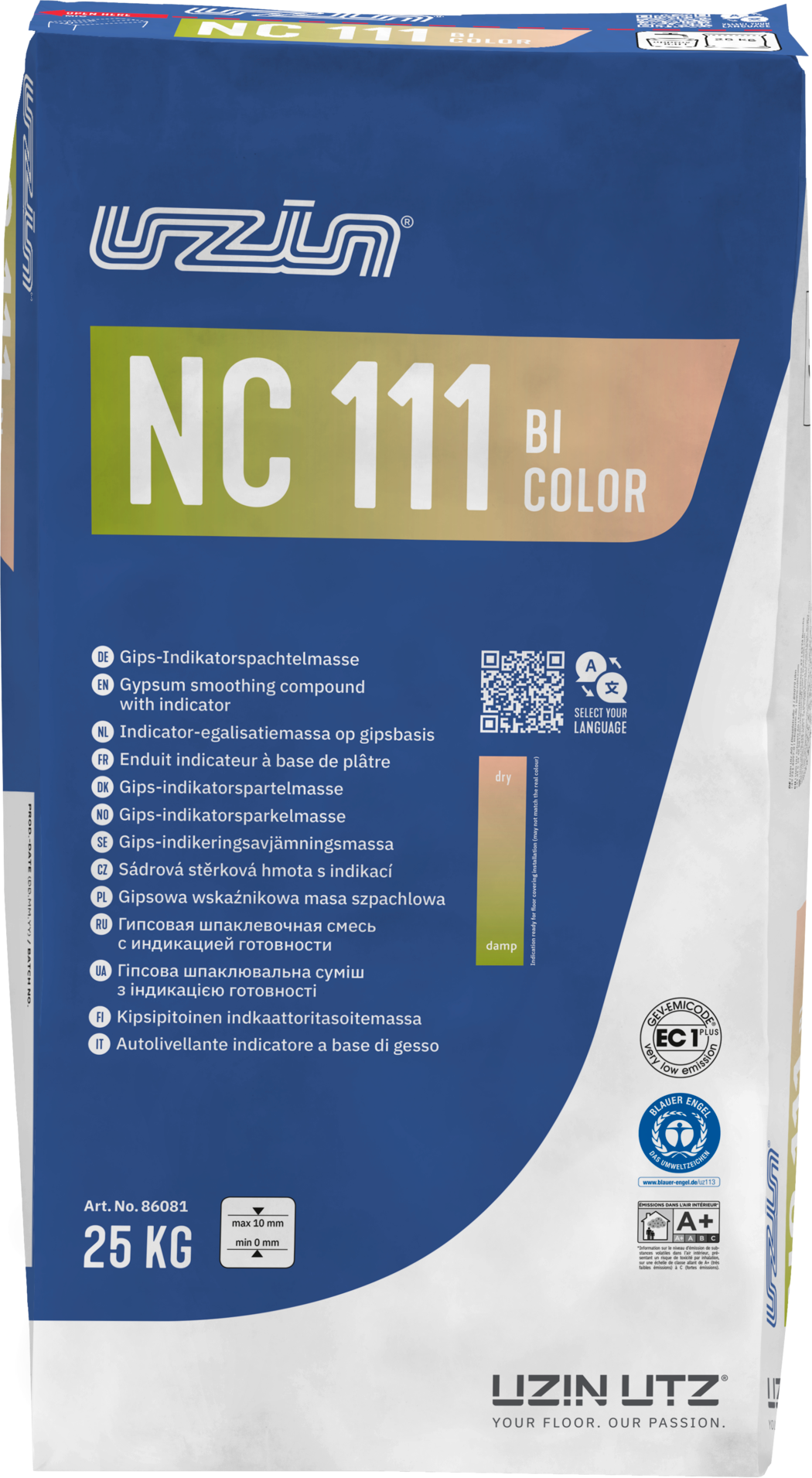 Uzin NC 111 BiColour - Gypsum Smoothing Compound colour change  25kg